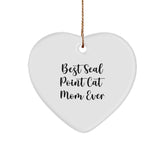 Funny Seal Point Cat Mom Gifts from Friends, Heart Ornament for Seal Point Cat Lovers, 'Best Seal Point Cat Mom Ever' Quote, Christmas Unique Gifts - Image 1